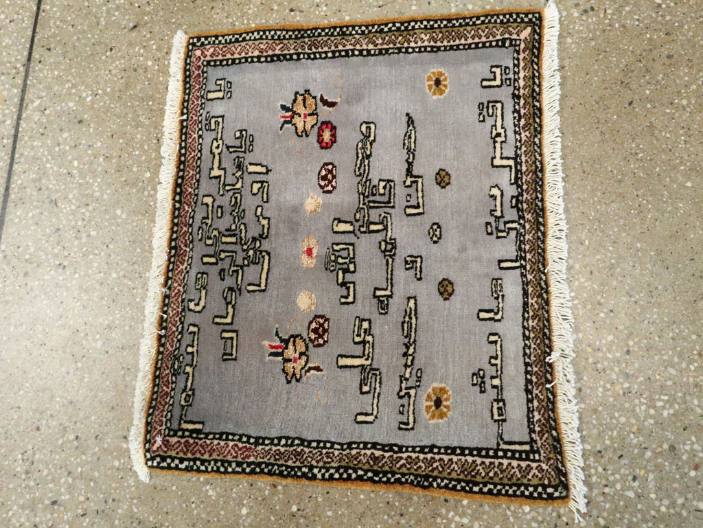 Vintage Persian Tabriz Pictorial Throw Rug, No.27536 - Gsblank