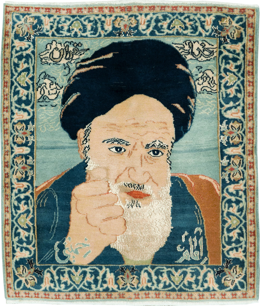 Vintage Persian Nain Pictorial Rug, No.27544 - Gsblank