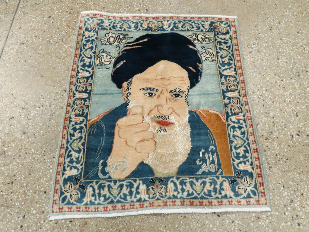 Vintage Persian Nain Pictorial Rug, No.27544 - Gsblank