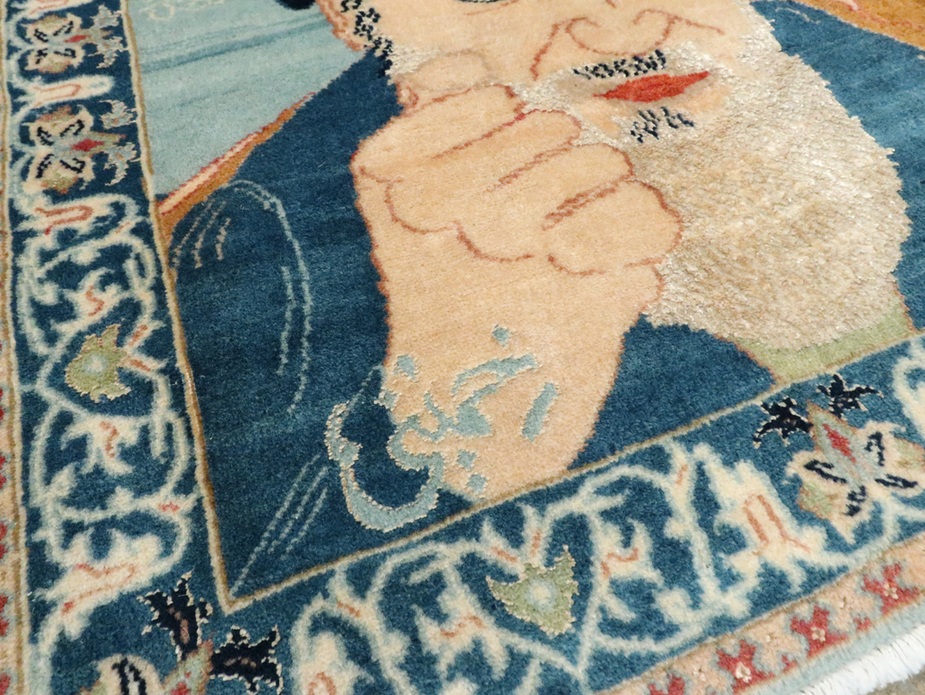 Vintage Persian Nain Pictorial Rug, No.27544 - Gsblank