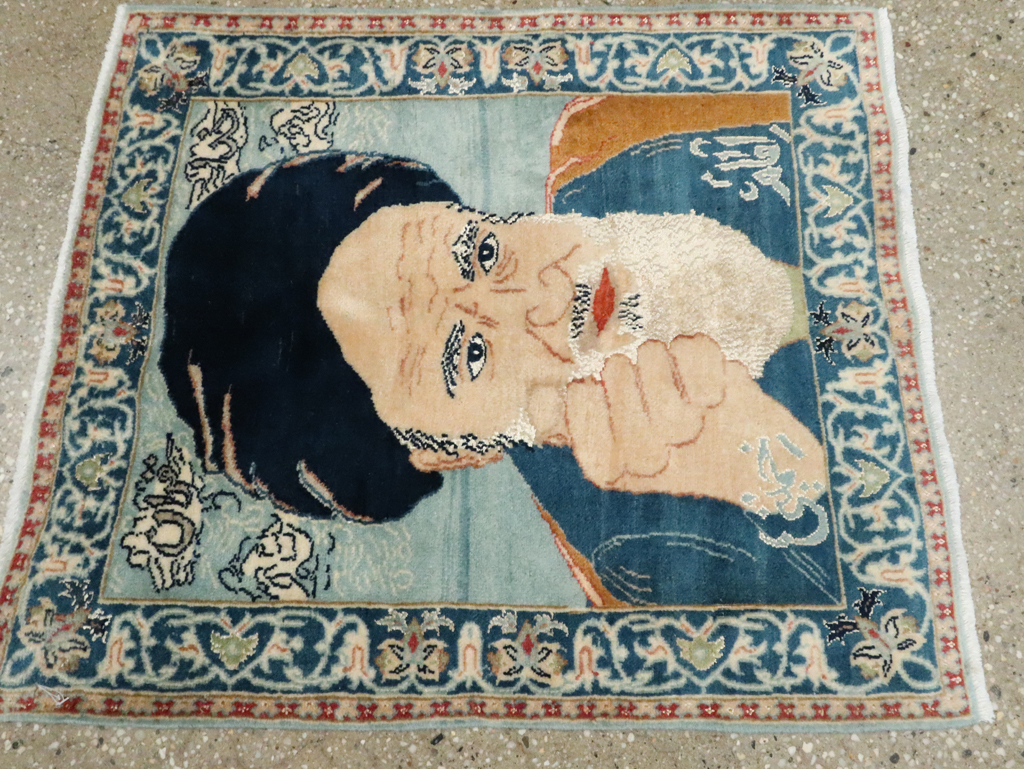 Vintage Persian Nain Pictorial Rug, No.27544 - Gsblank