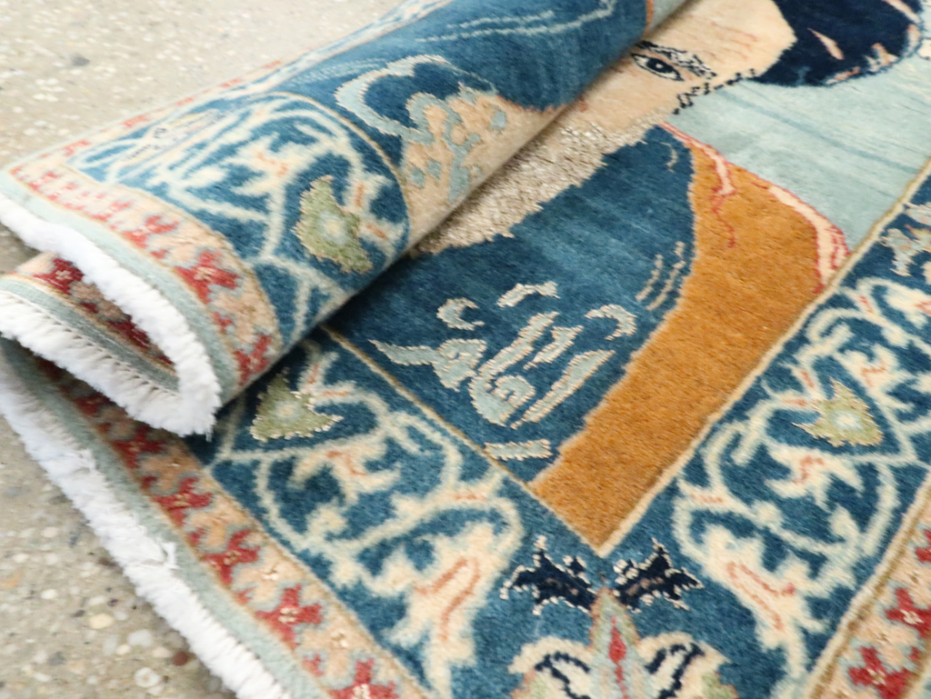 Vintage Persian Nain Pictorial Rug, No.27544 - Gsblank