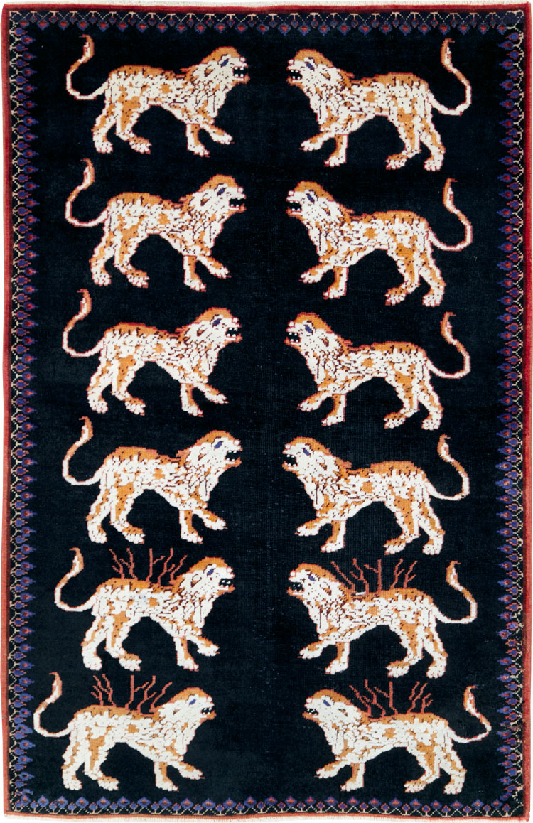 Vintage Persian Pictorial Tabriz Rug, No.27547 - Gsblank