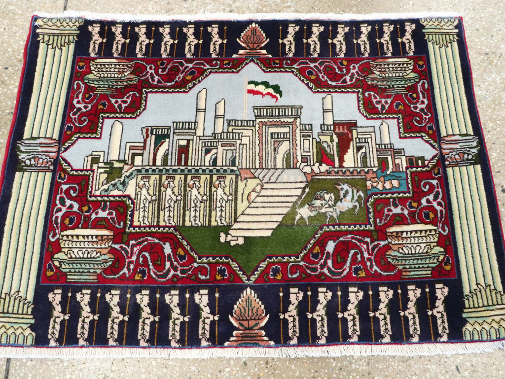 Vintage Persian Tabriz Pictorial Rug (Pair: 1 of 2), No.27556 - Gsblank