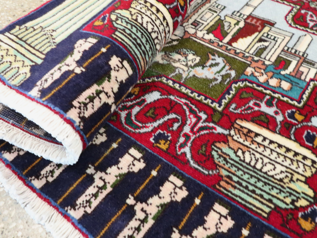 Vintage Persian Tabriz Pictorial Rug (Pair: 1 of 2), No.27556 - Gsblank