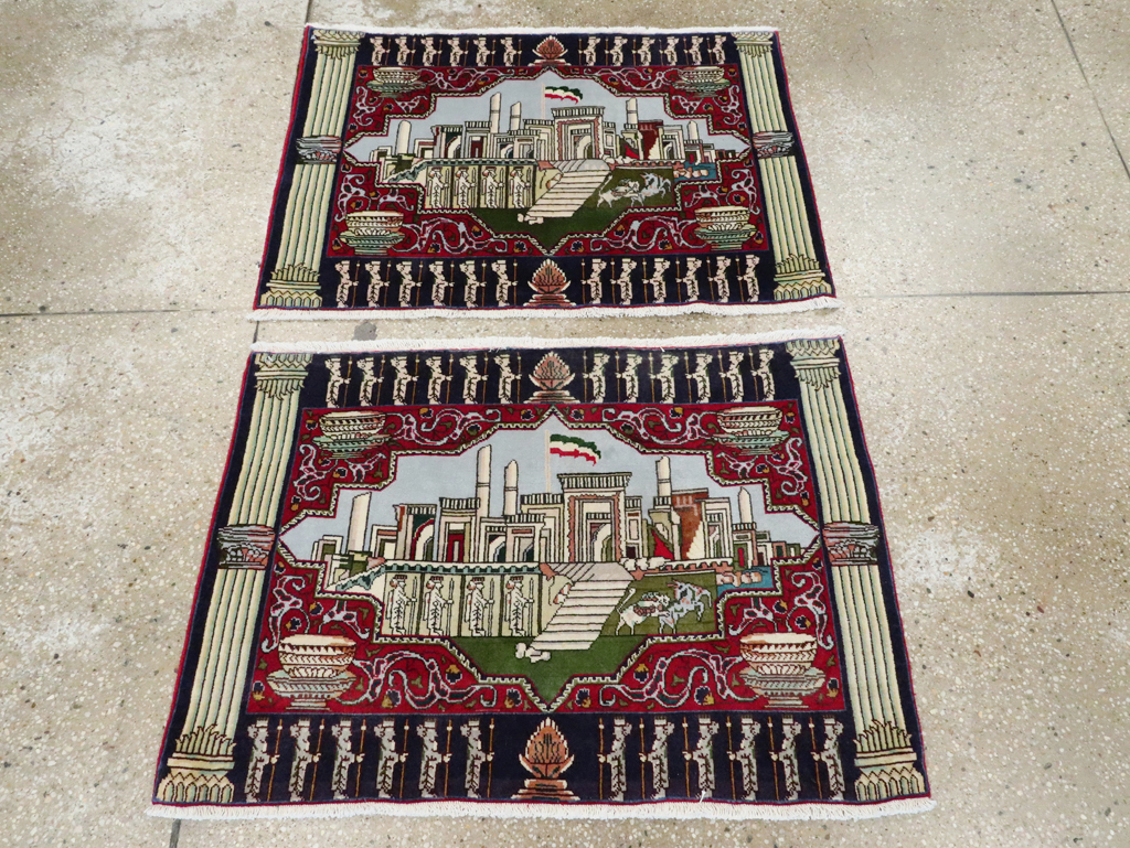 Vintage Persian Tabriz Pictorial Rug (Pair: 1 of 2), No.27556 - Gsblank