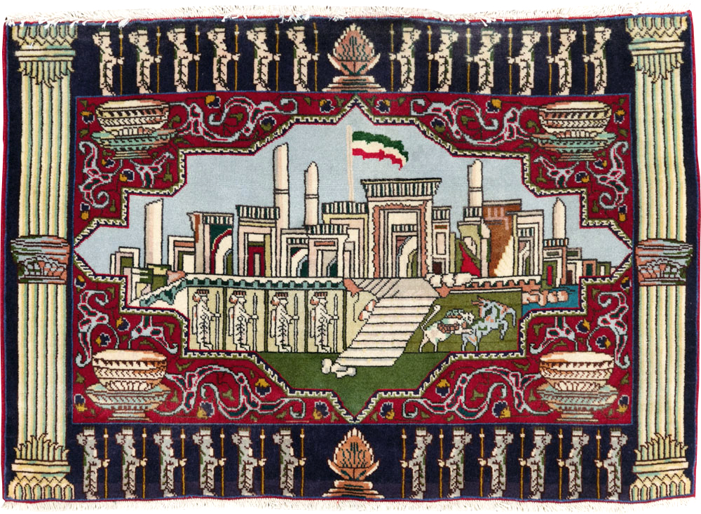 Vintage Persian Tabriz Pictorial Rug (Pair: 2 of 2), No.27557 - Gsblank