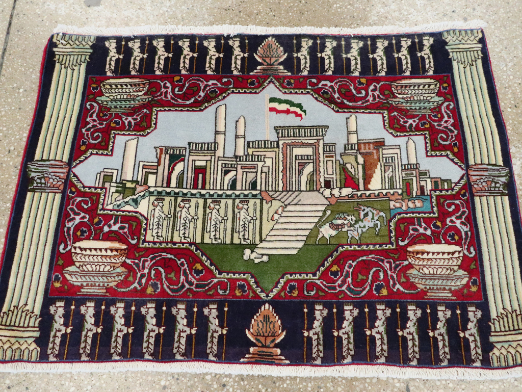 Vintage Persian Tabriz Pictorial Rug (Pair: 2 of 2), No.27557 - Gsblank