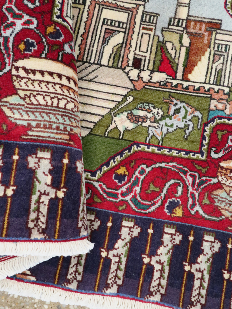 Vintage Persian Tabriz Pictorial Rug (Pair: 2 of 2), No.27557 - Gsblank