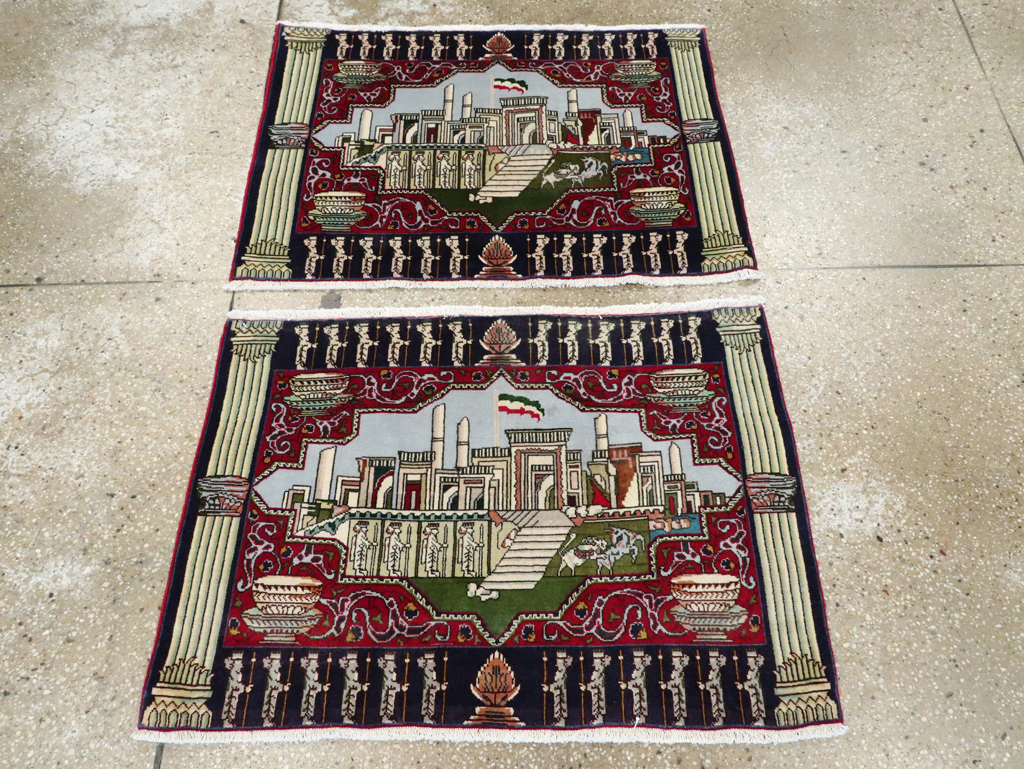 Vintage Persian Tabriz Pictorial Rug (Pair: 2 of 2), No.27557 - Gsblank
