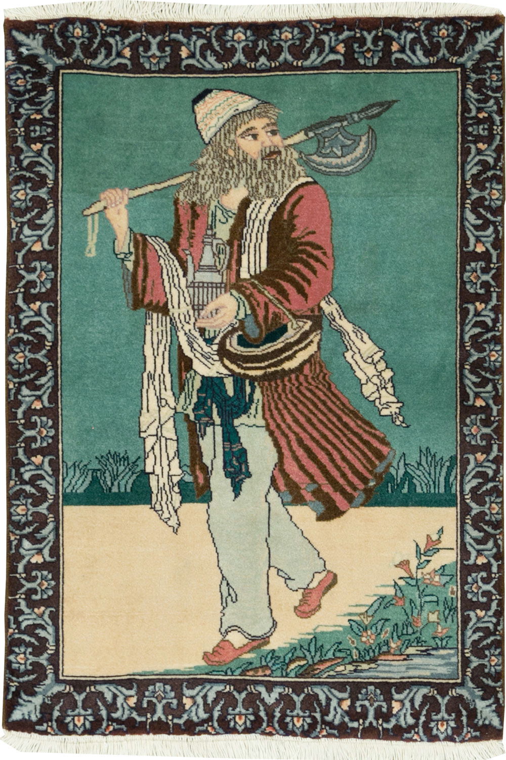 Vintage Persian Tabriz Pictorial Rug, No.27558 - Gsblank