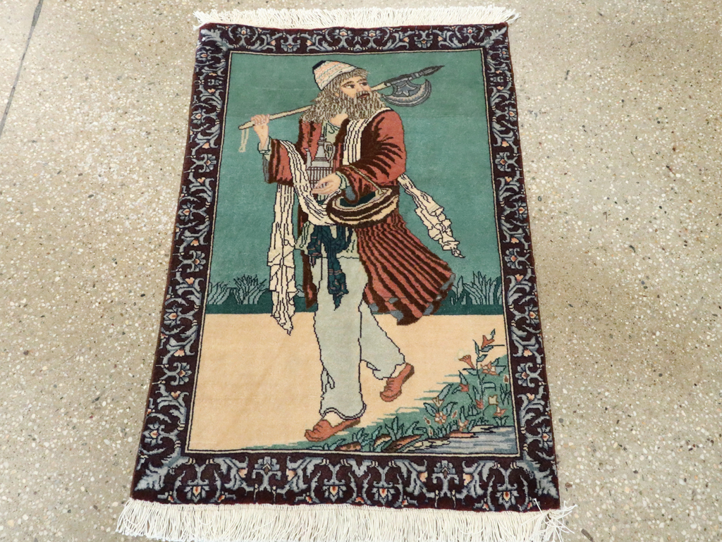 Vintage Persian Tabriz Pictorial Rug, No.27558 - Gsblank