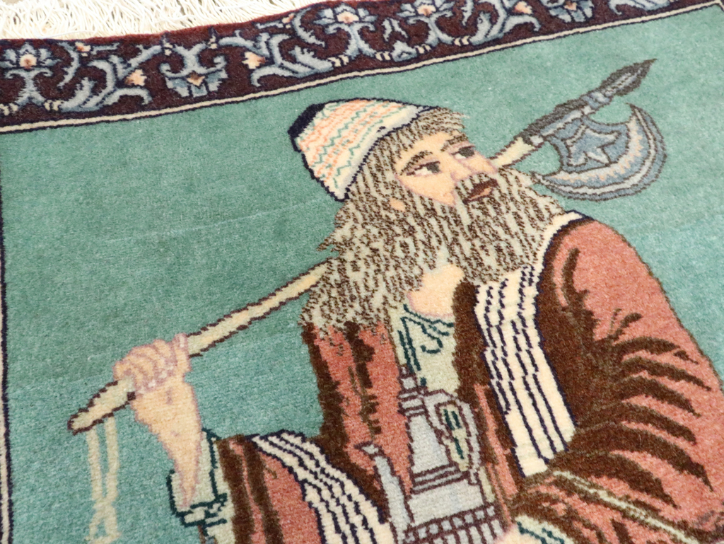 Vintage Persian Tabriz Pictorial Rug, No.27558 - Gsblank