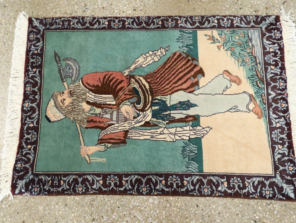 Vintage Persian Tabriz Pictorial Rug, No.27558 - Gsblank