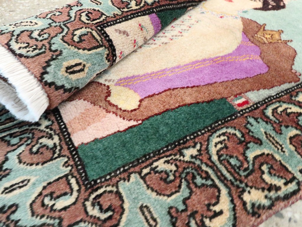 Vintage Persian Tabriz Pictorial Rug, No.27559 - Gsblank