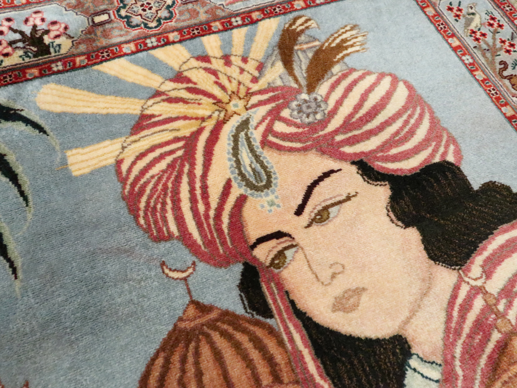 Vintage Persian Tabriz Pictorial Rug, No.27560 - Gsblank