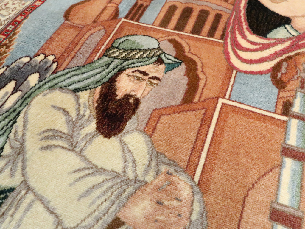 Vintage Persian Tabriz Pictorial Rug, No.27560 - Gsblank