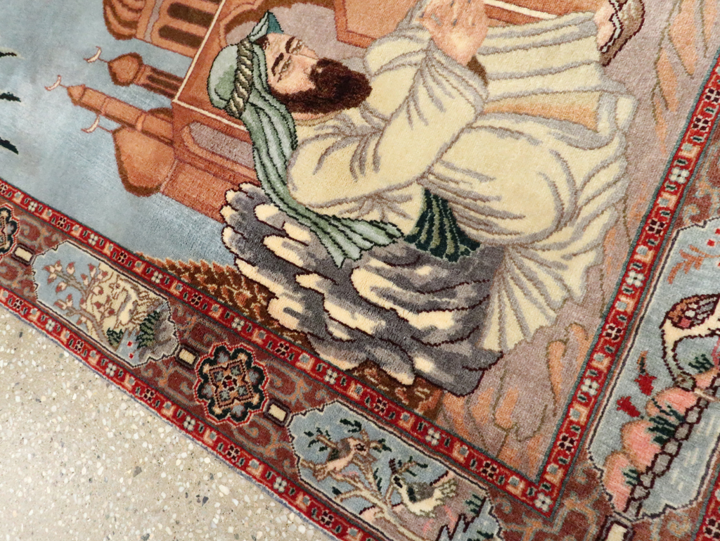 Vintage Persian Tabriz Pictorial Rug, No.27560 - Gsblank