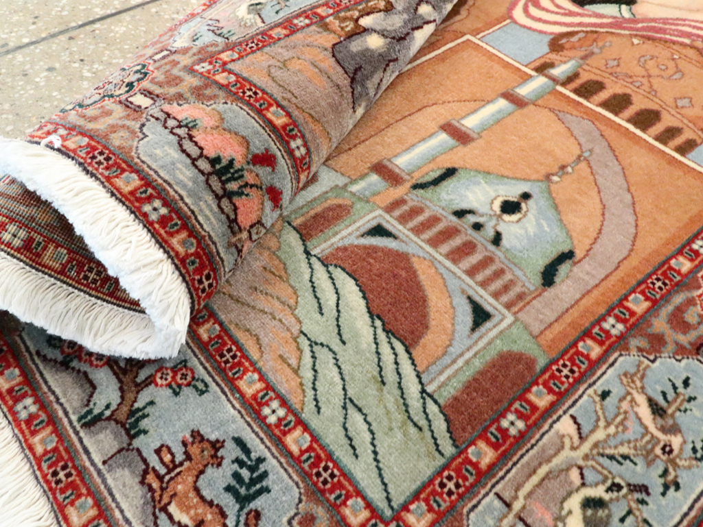 Vintage Persian Tabriz Pictorial Rug, No.27560 - Gsblank