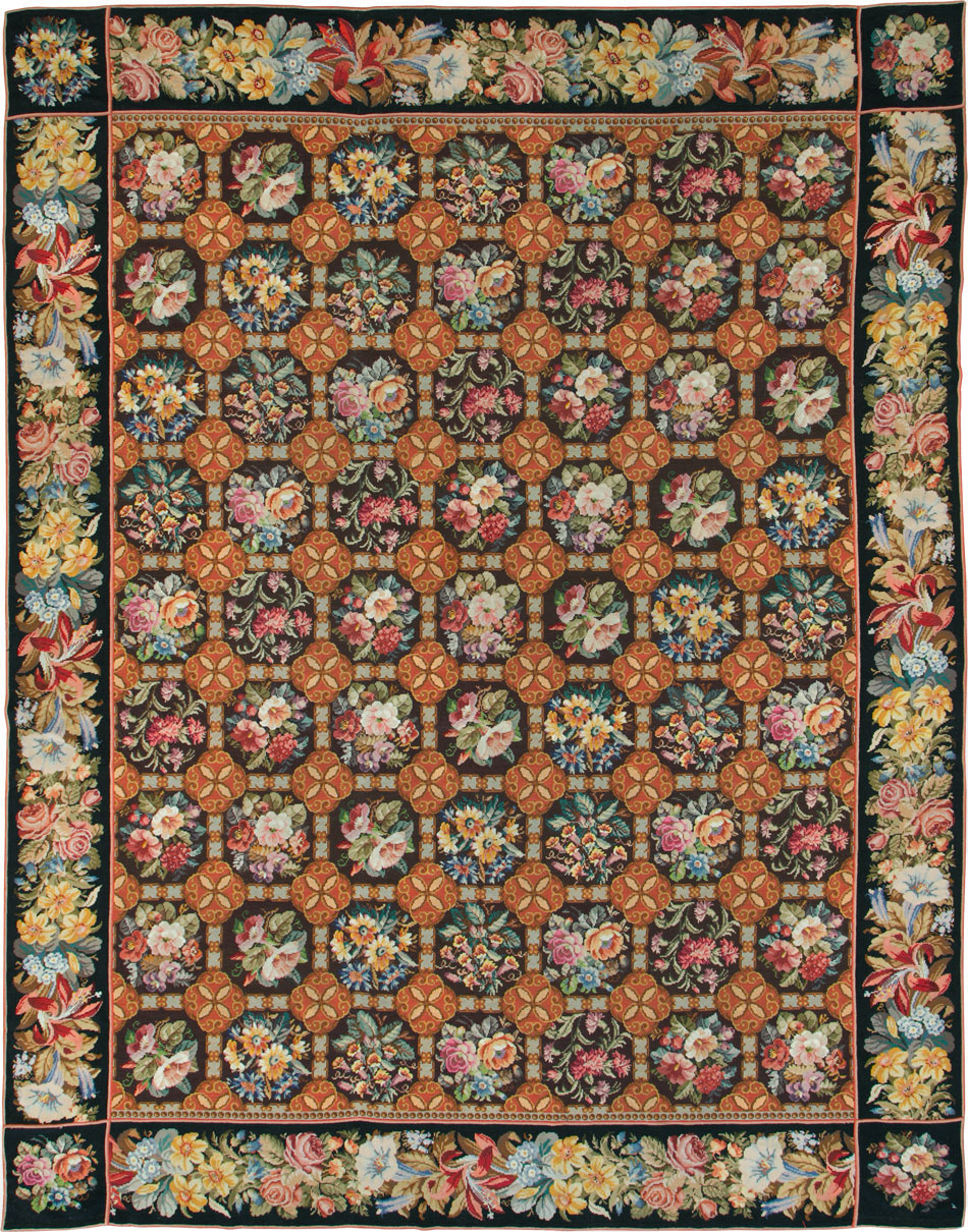 Antique English Flatweave Needlepoint Room Size Carpet, No.27565 - Gsblank