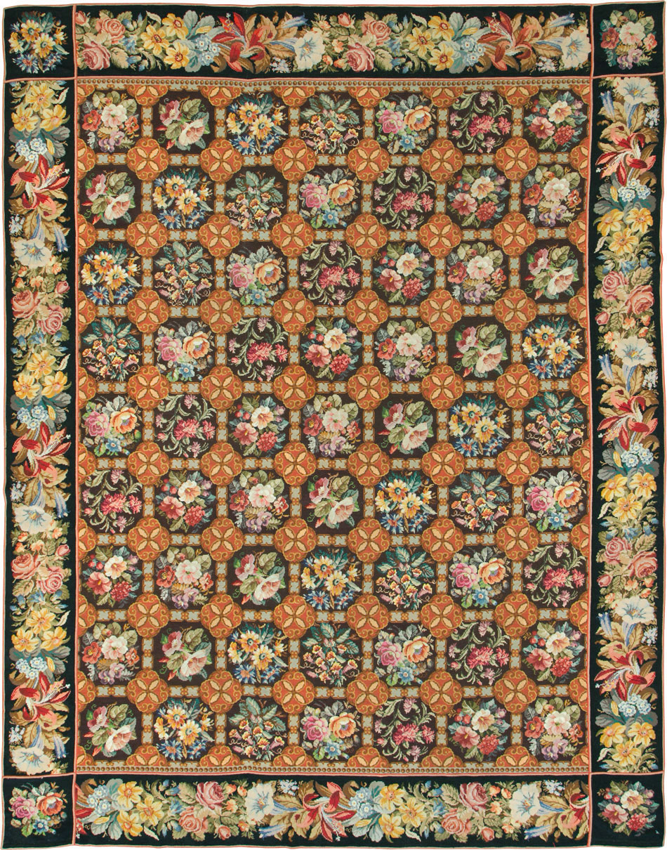 Antique English Flatweave Needlepoint Room Size Carpet, No.27565 - Gsblank