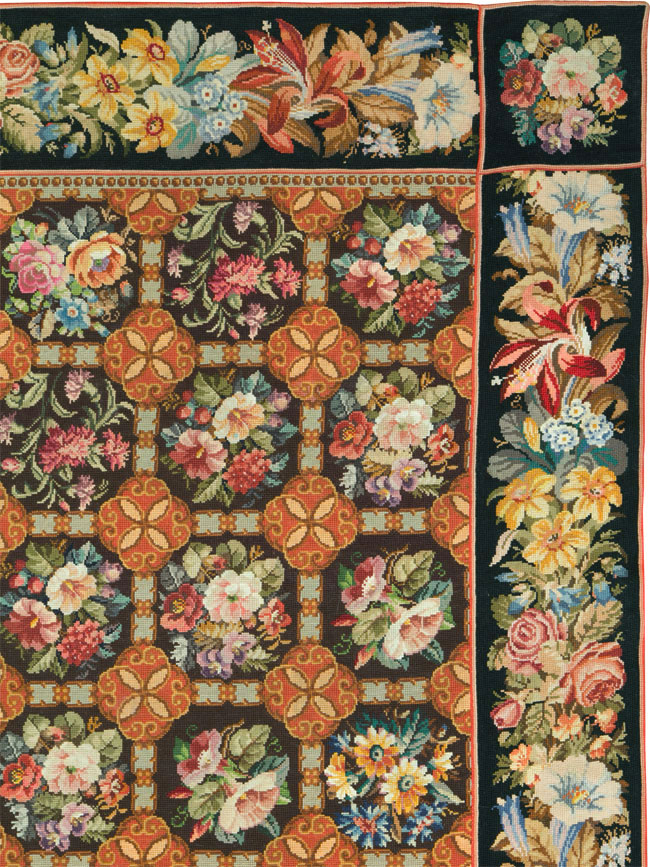 Antique English Flatweave Needlepoint Room Size Carpet, No.27565 - Gsblank