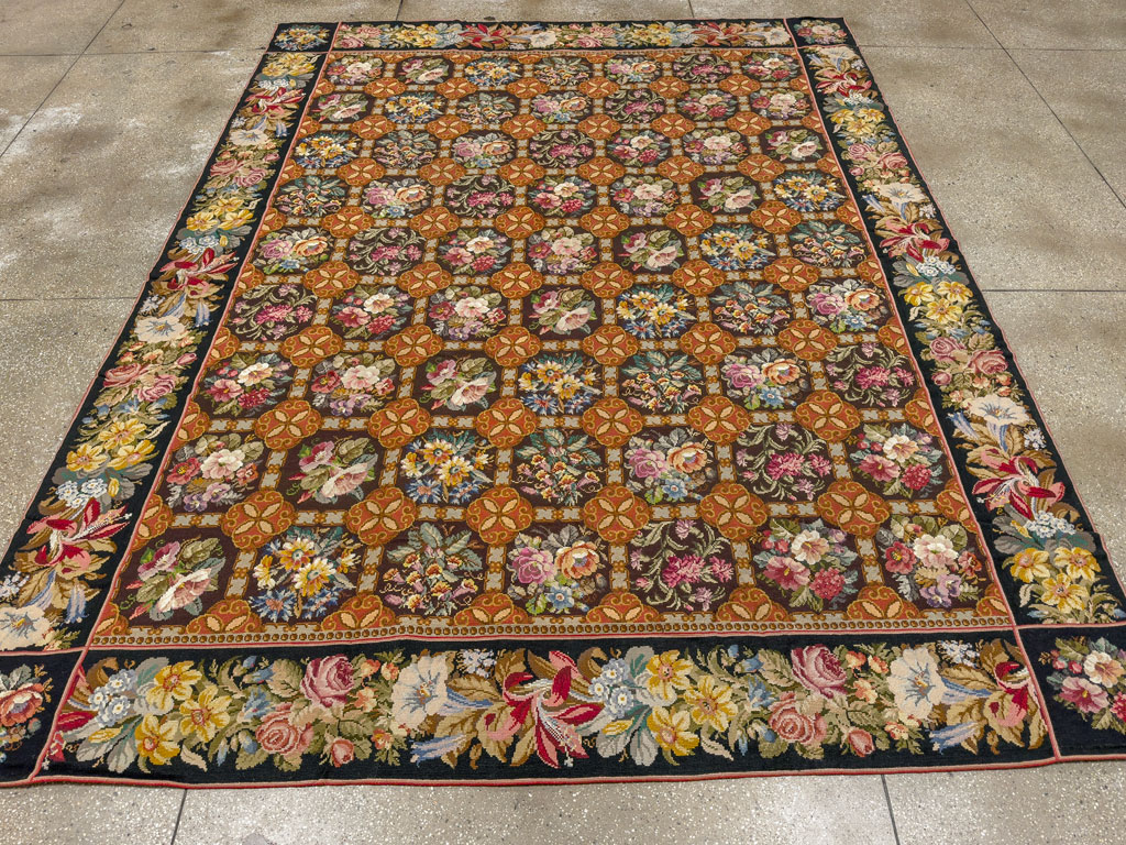 Antique English Flatweave Needlepoint Room Size Carpet, No.27565 - Gsblank