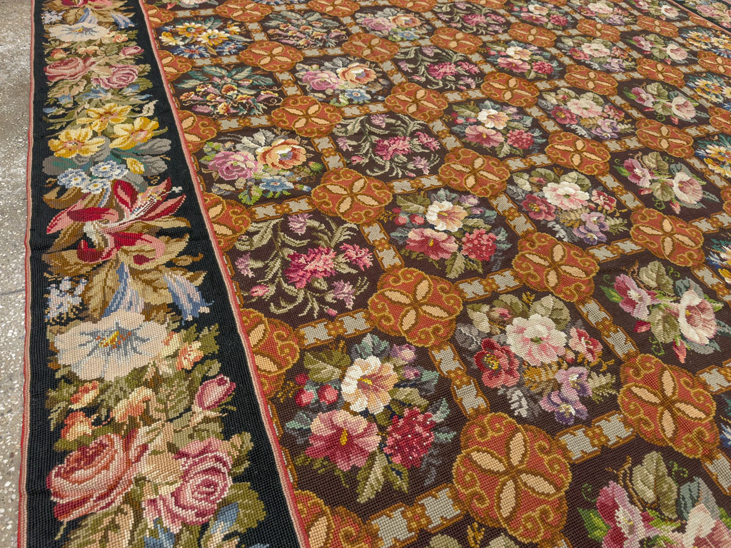 Antique English Flatweave Needlepoint Room Size Carpet, No.27565 - Gsblank