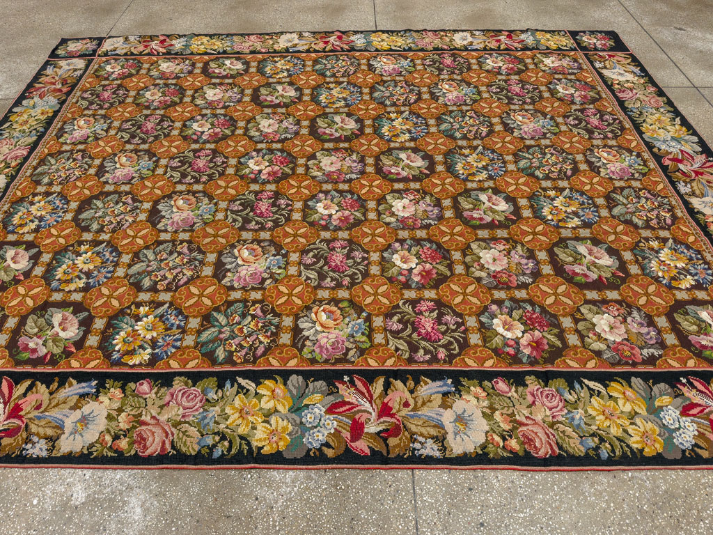 Antique English Flatweave Needlepoint Room Size Carpet, No.27565 - Gsblank