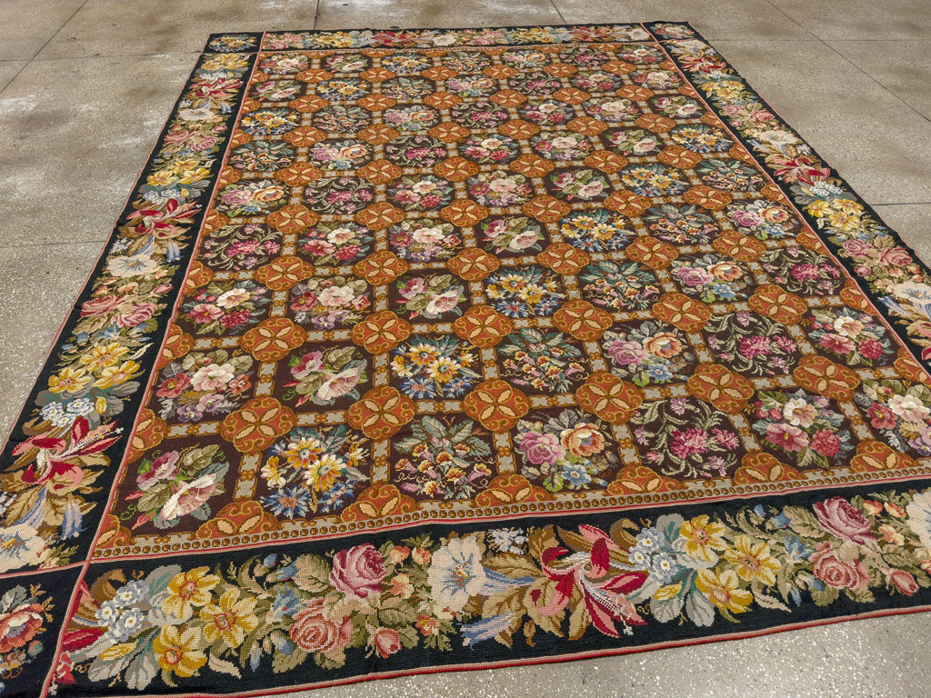 Antique English Flatweave Needlepoint Room Size Carpet, No.27565 - Gsblank