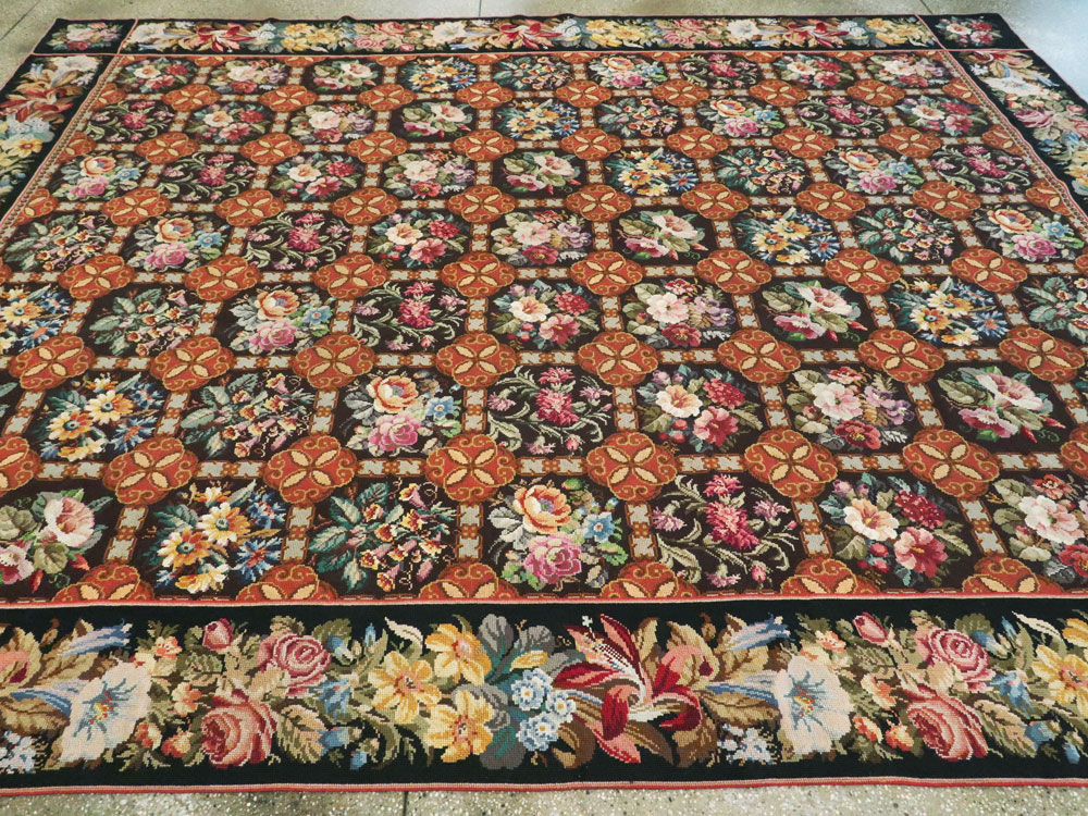 Antique English Flatweave Needlepoint Room Size Carpet, No.27565 - Gsblank