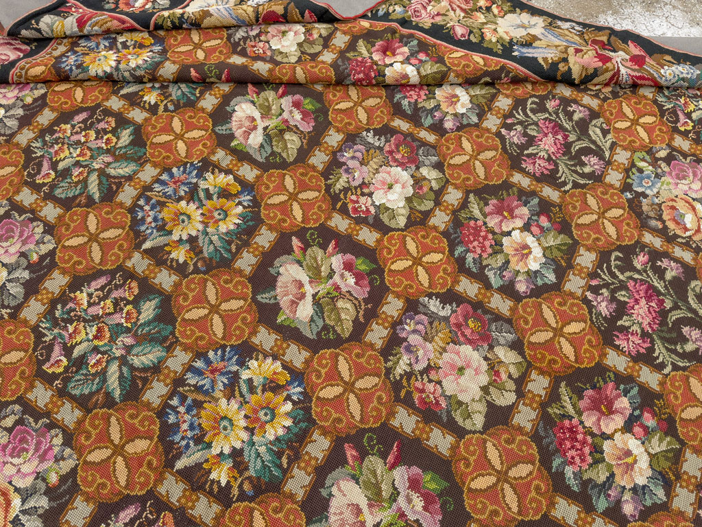 Antique English Flatweave Needlepoint Room Size Carpet, No.27565 - Gsblank