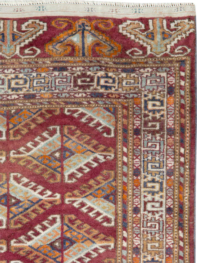 Vintage Central Asian Tekke Throw Rug, No.27569 - Gsblank