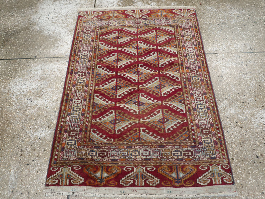 Vintage Central Asian Tekke Throw Rug, No.27569 - Gsblank
