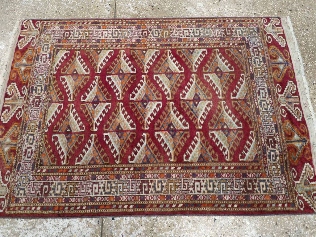 Vintage Central Asian Tekke Throw Rug, No.27569 - Gsblank