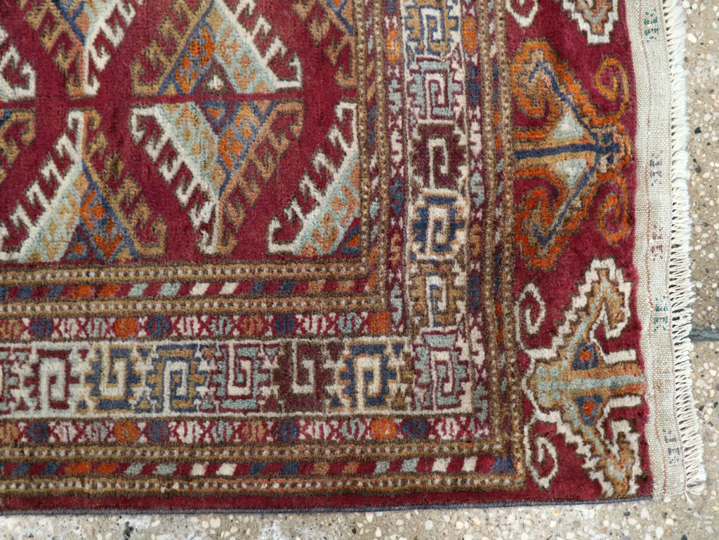 Vintage Central Asian Tekke Throw Rug, No.27569 - Gsblank
