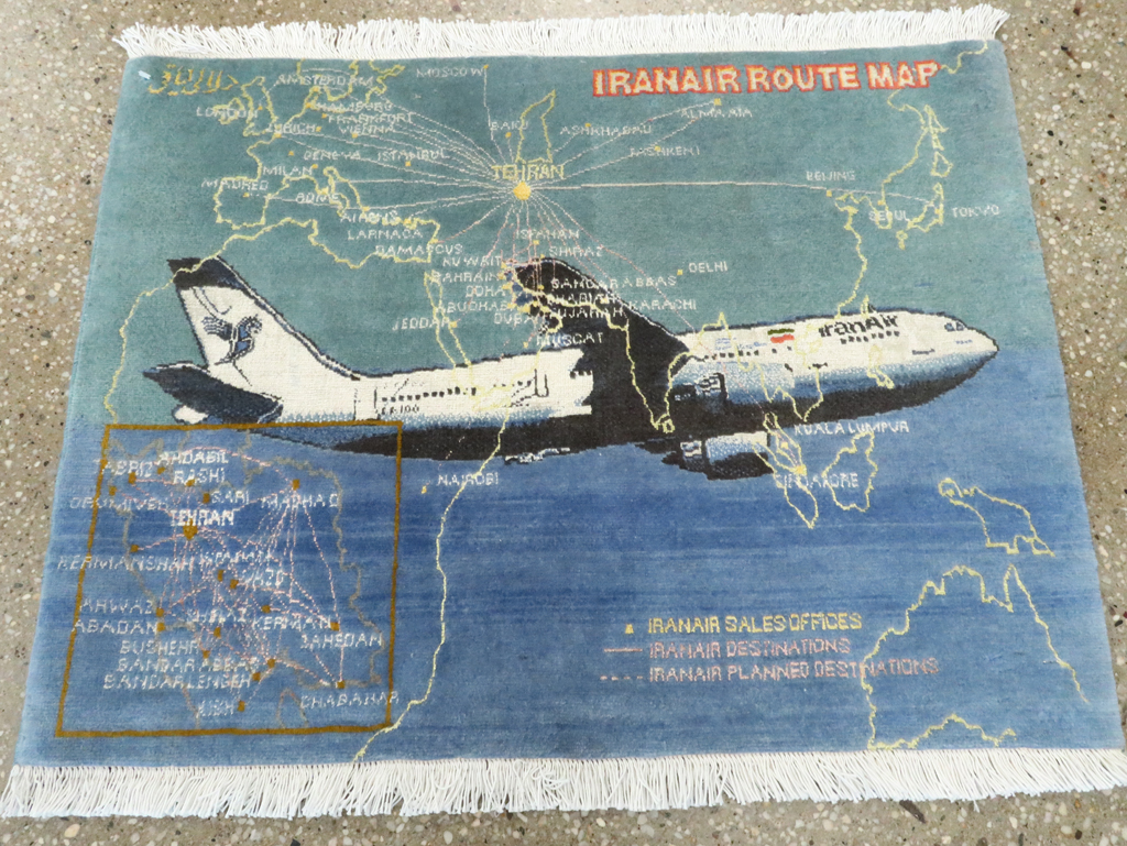 Vintage Persian Tabriz Pictorial Map Rug, No.27570 - Gsblank