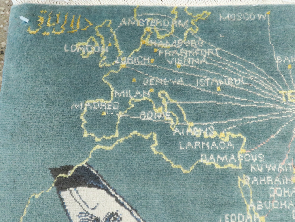 Vintage Persian Tabriz Pictorial Map Rug, No.27570 - Gsblank