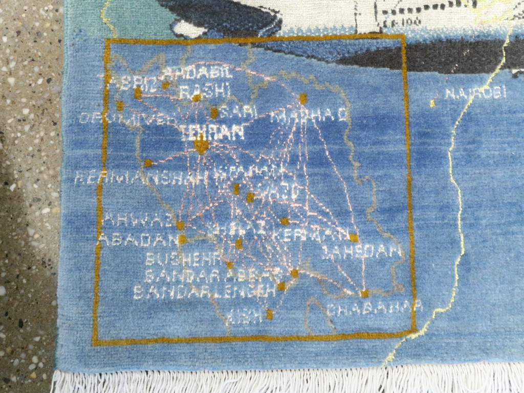 Vintage Persian Tabriz Pictorial Map Rug, No.27570 - Gsblank