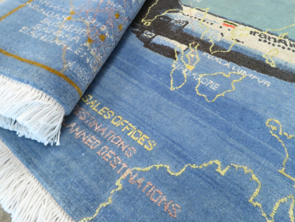 Vintage Persian Tabriz Pictorial Map Rug, No.27570 - Gsblank