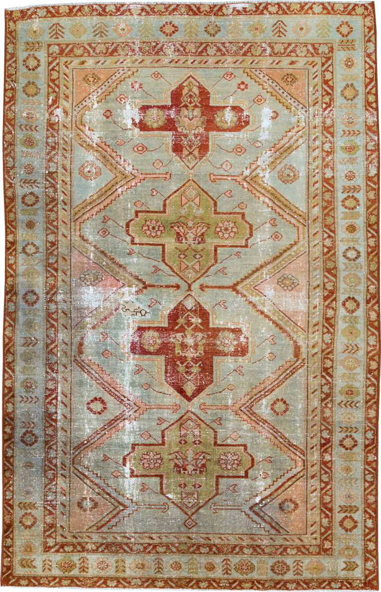 Distressed Antique Persian Malayer Accent Rug, No.27617 - Gsblank