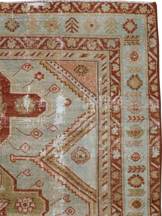 Distressed Antique Persian Malayer Accent Rug, No.27617 - Gsblank