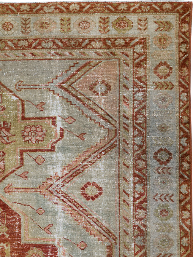 Distressed Antique Persian Malayer Accent Rug, No.27617 - Gsblank