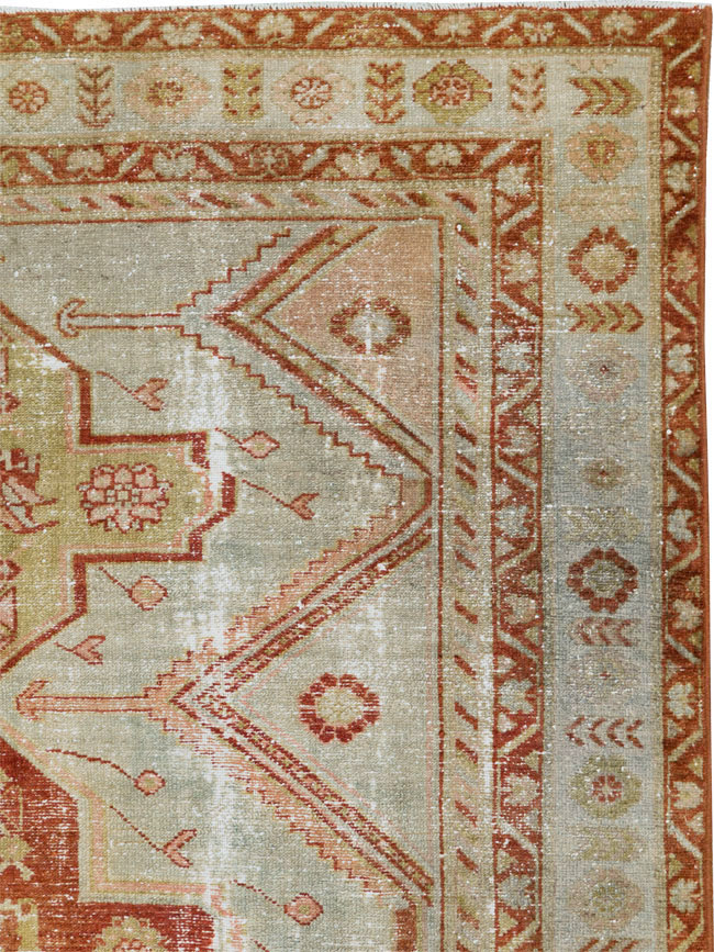 Distressed Antique Persian Malayer Accent Rug, No.27617 - Gsblank