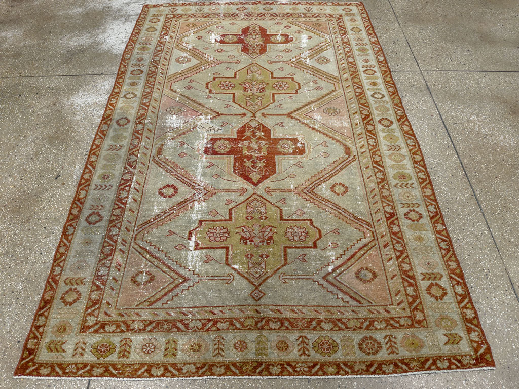 Distressed Antique Persian Malayer Accent Rug, No.27617 - Gsblank