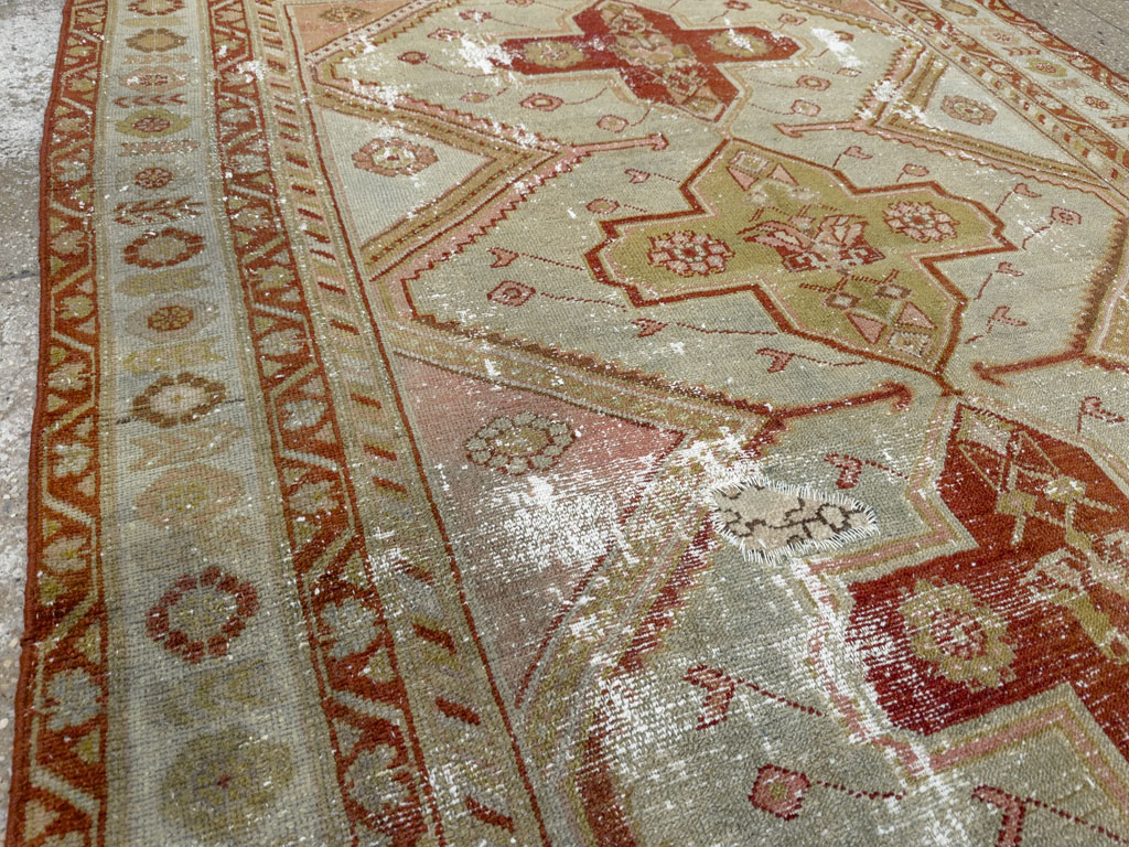 Distressed Antique Persian Malayer Accent Rug, No.27617 - Gsblank