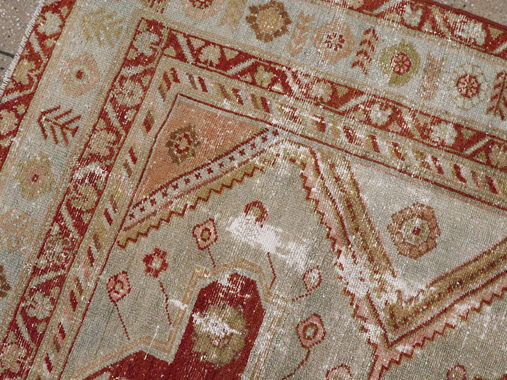 Distressed Antique Persian Malayer Accent Rug, No.27617 - Gsblank