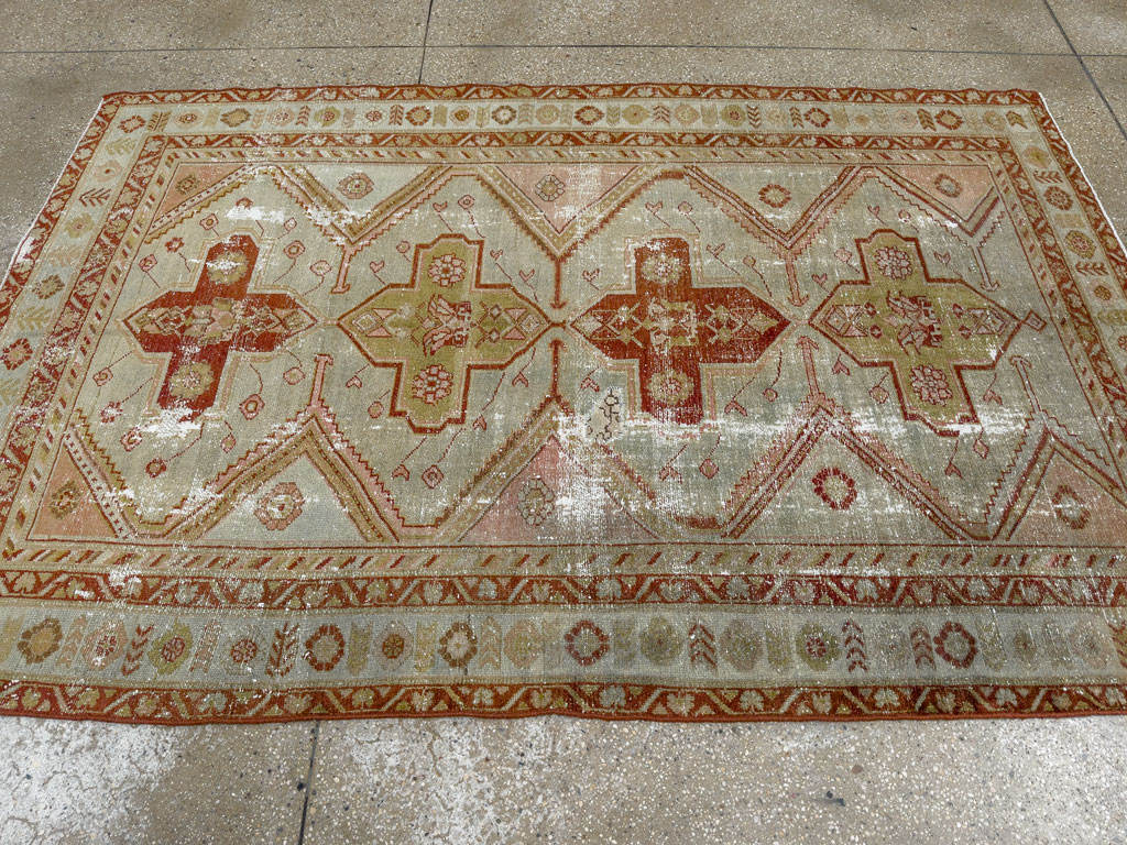 Distressed Antique Persian Malayer Accent Rug, No.27617 - Gsblank
