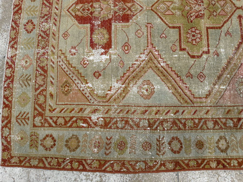Distressed Antique Persian Malayer Accent Rug, No.27617 - Gsblank
