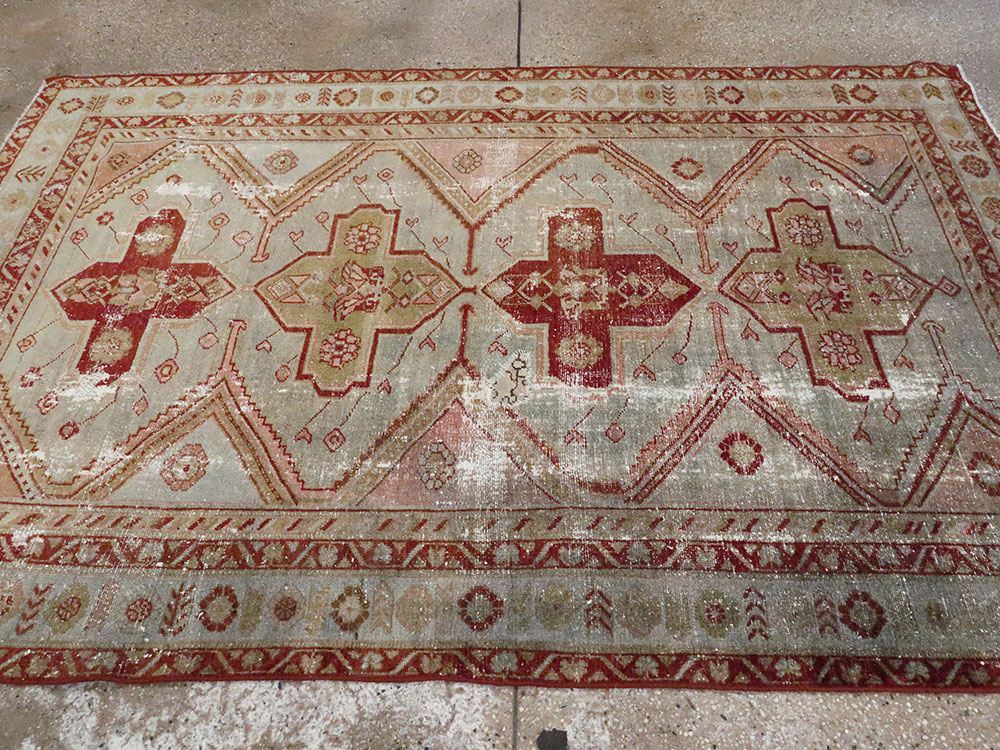 Distressed Antique Persian Malayer Accent Rug, No.27617 - Gsblank